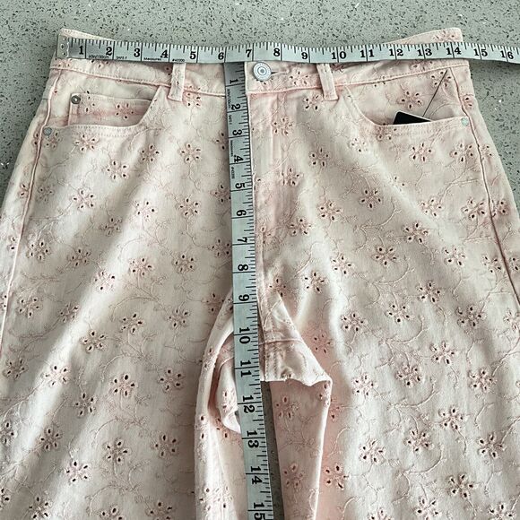 Guess Floridada Peach Jeans Pink Eyelet 1981 Straight Leg  28 - Picture 5 of 11